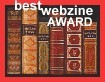 Best webzine award badge showing a row of antique book spines