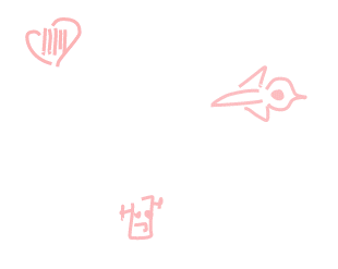 Faint pink doodles: a heart with bars, a rocket ship and a small robot face