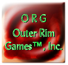 Square logo reading ORG Outer Rim Games, Inc. in green letters on a swirling red background