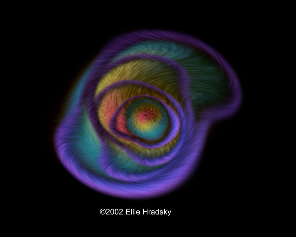 A swirling rainbow-colored wormhole folding in on itself against black space
