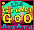 The Great GOO Award badge in bright cartoon lettering